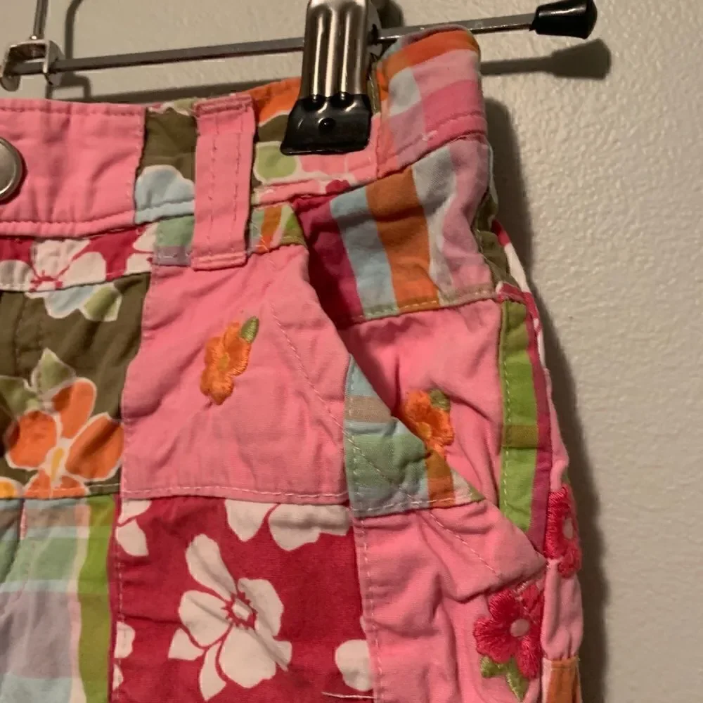 Girl's Pink Patchwork Bermuda Shorts